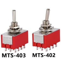 1 pièces, 12Pin, interrupteurs à bascule, rouge, position 2/3, mini interrupteurs à bascule DPDT ON-ON, snap/ 125V-pipeline/250V AC,MTS-402, interrupteur à bouton-poussoir