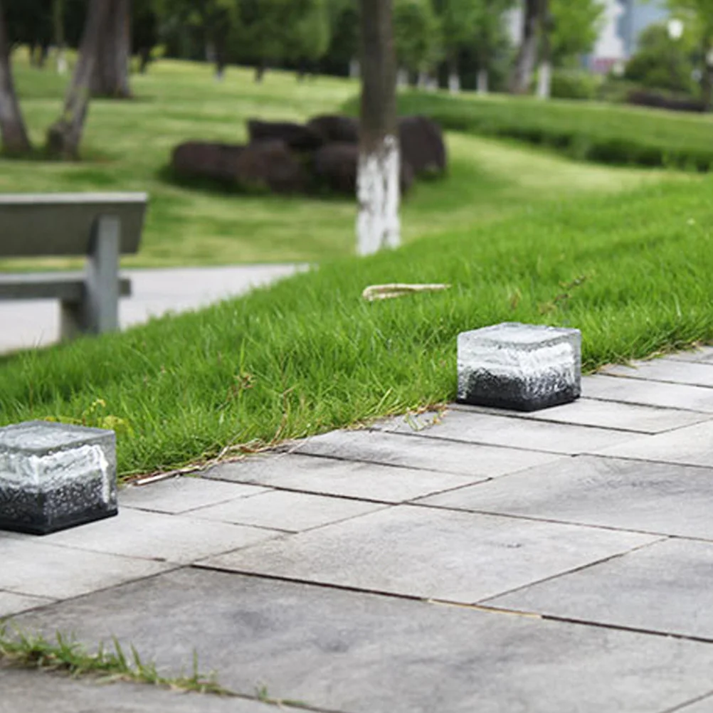 

4pcs Glass Brick Lights Waterproof Led Warm White For Garden Courtyard Pathway Patio Lawn Pond Outdoor Lighting Led
