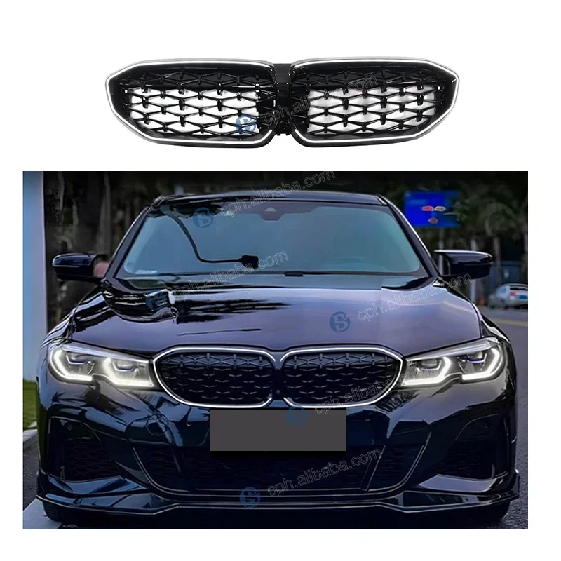 

Wholesale Auto Parts Replacement Gloss Black Diamond Front Car LED Grille For BMW 3 Series G20 2019-2023