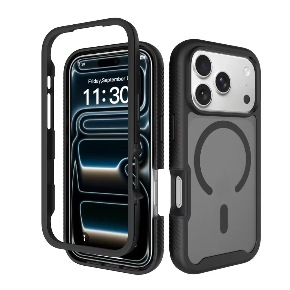 Étui magnétique translucide de qualité militaire pour iPhone Air 17 17Pro 17Pro Max 17E 16E, compatible MagSafe, protection antichoc mate