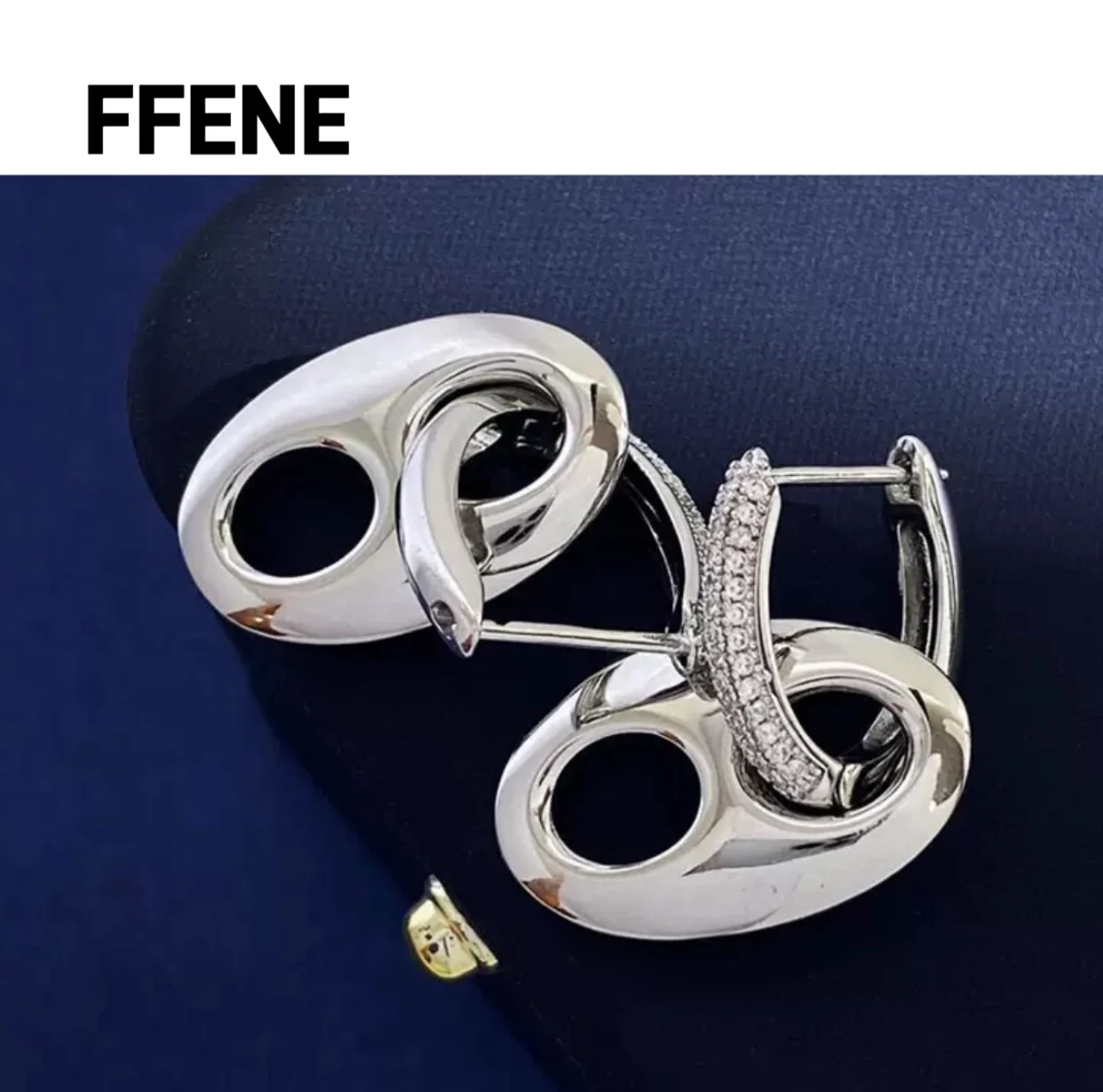 

Couple hot new double ring luxurious fashion earrings necklace high-end feeling accessories set
