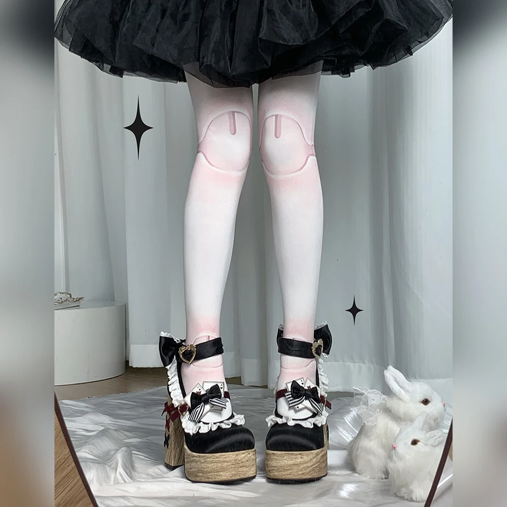 Fantastic Elegant Muse Original Lolita Bow Lace Heels Retro Doll Sweet Japanese Satin Ribbon Thick Heel Mary Jane Shoes