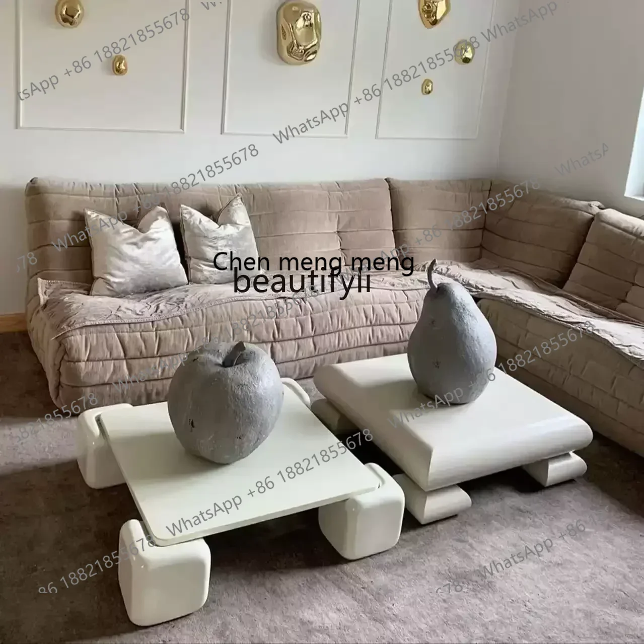 

ss7486 Italian minimalist sugar cube coffee table square table feet modern minimalist high-end furniture coffee table