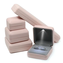 Engagement Ring Earrings Box For Women Jewelry Pendant Box with LED Light Bracelet Jewellery Case Wedding Necklace Display Case