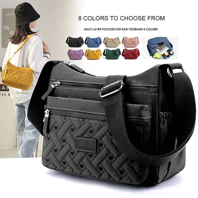 Borsa a tracolla Casual Multi tasca da donna borsa a tracolla impermeabile per uso quotidiano borsa da viaggio in Nylon di grande capacità