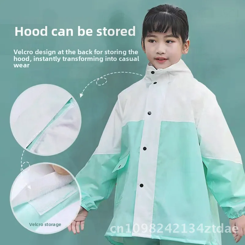 

Children's Waterproof Raincoat Set with Schoolbag by Zhongda - Bit Full Body Split Poncho in Pink/Invisible Green/Yellow Sizes