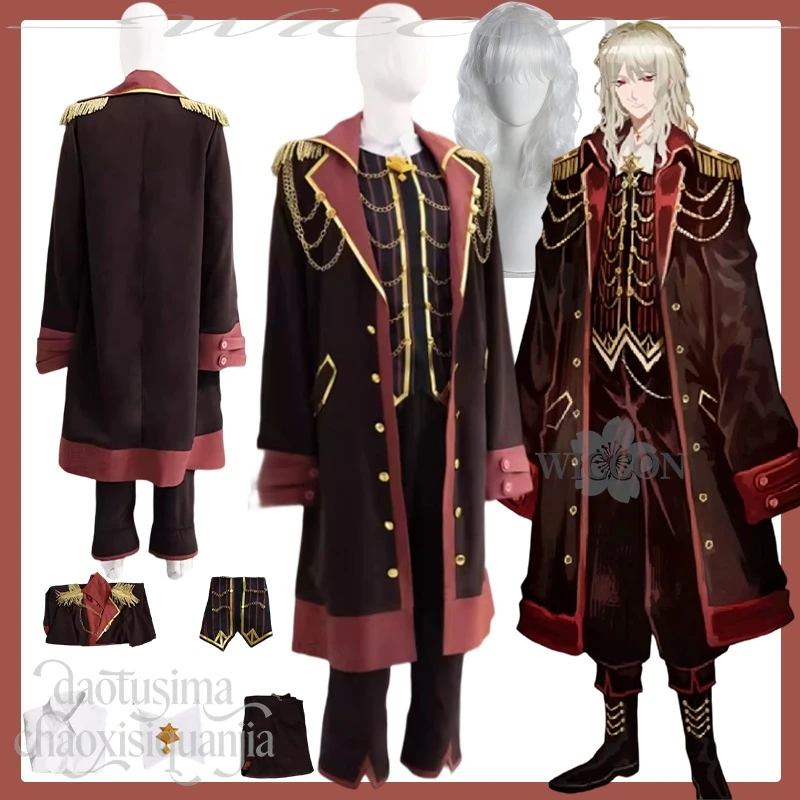 Quijote Old Don Quijote Cosplay Anime juego Limbus empresa disfraz papá uniforme Cool Punk rojo oscuro abrigo largo uniforme Navidad