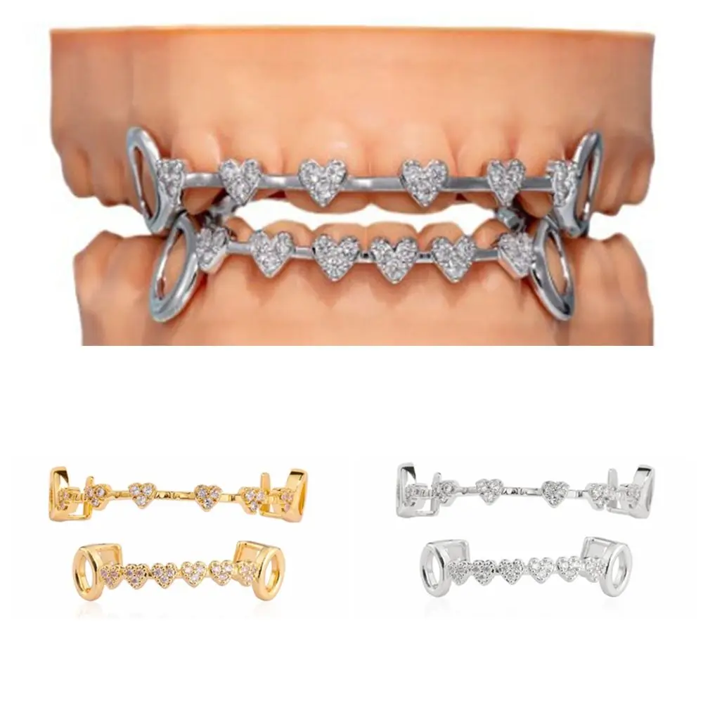 Punk Jewelry Hip Hop Dental Grills rhinestone Zircon Tooth Caps Gold/Silver Classic Men Women Jewelry Party Cosplay