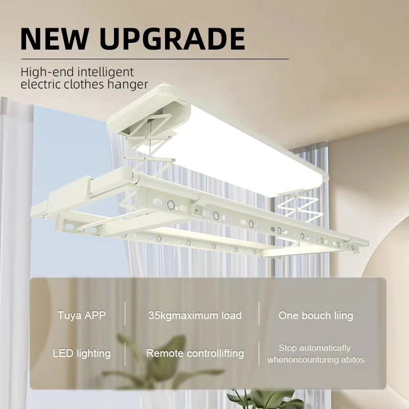 Smart Multifunctional Electronic LED Lighting Electric Clothes Hanger Dryer With Heating And Remote Control For Bathroom