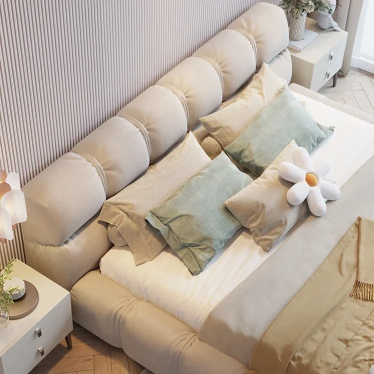 Bed Minimalist 1.5 double technology cloth  Modern luxury master room 1.8m online celebrity Puff tatami image 4