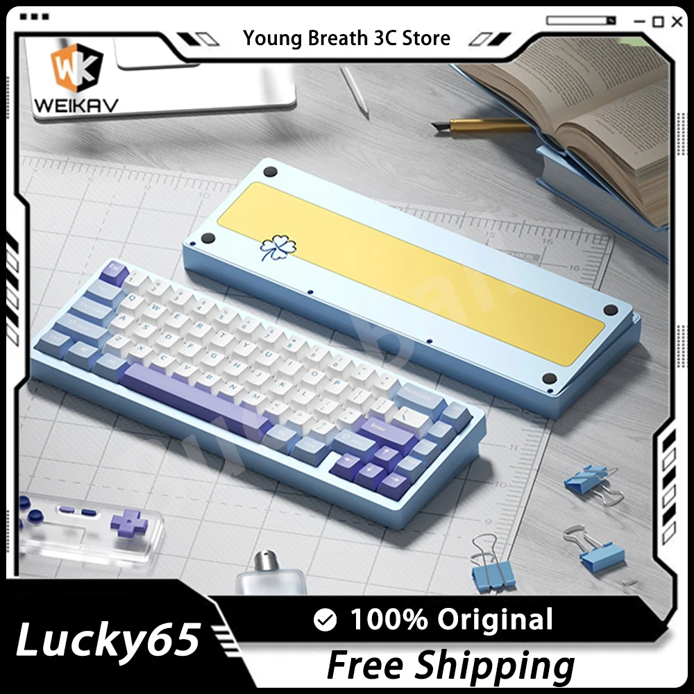 

WEIKAV Lucky65 Mechanical Keyboard Three Mode RGB Hot Swap Gasket Aluminium Alloy Gaming Keyboard Customize PC Accessories Gift