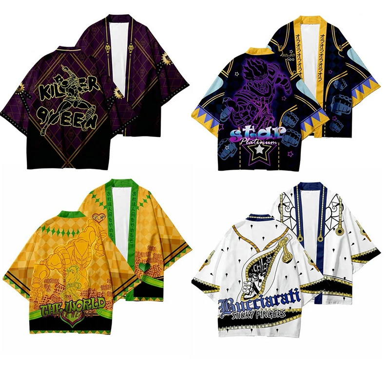 JOJO's Bizarre Adventure Japan Anime 3d Kimono Shirt Cosplay Men Women Seven Point Sleeve Tops Casual Cardigan Jacket Streetwear