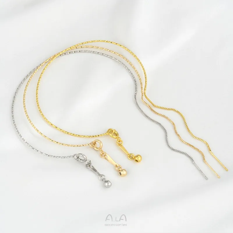 14K Gold Plated Textured Bracelet Adjustable Slider Pull Chain DIY Beaded Pendant Clasp Bracelet Jewelry Making