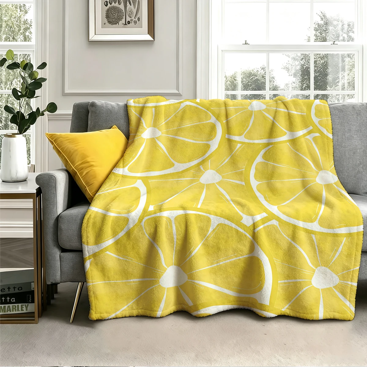 Citrus Slices Flannel Blanket Warm Soft Halloween Christmas Couch Warm Cozy Decorative Decor Gift for All Season