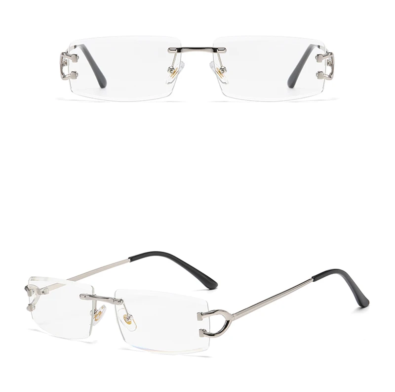 Kachawoo Rechteckige randlose Sonnenbrille für Herren, UV400-Schutz, grün, schwarz, ohne Rahmen, Sonnenbrille für Damen, trendiger europäischer Stil – Detail 14
