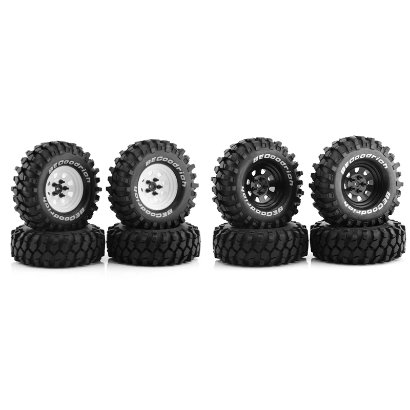 4Pcs Metal 110Mm Beadlock Deep Dish Wheel Tire Set For /10 Short Course Truck ARRMA SENTON 8 Holes Parts Accessories Black