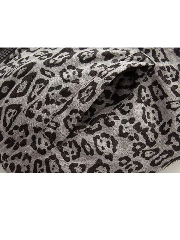 HH Women's Winter Fashion Reversible Design Wild Leopard Print Down Cotton Vest Female Casual Warm Zipper Pocket Waistcoat Mujer