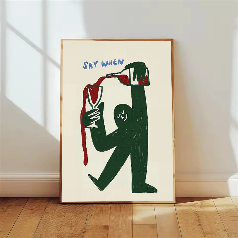 1pc frameless Canvas Painting Funny Wine 