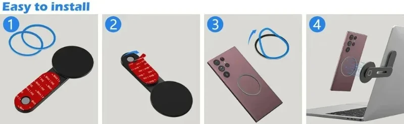 Autotelefonständer, Laptop, gleicher Bildschirmständer, magnetisch, ultradünn, seitlich faltbar, Rollover-Kamera, flache Rückseitenhalterung aus Aluminiumlegierung – Detail 8