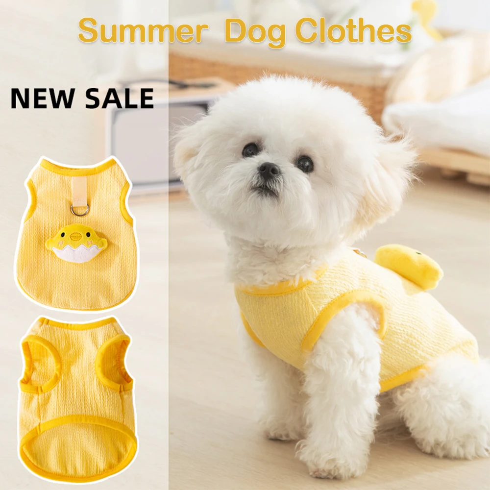 Summer Thin Style Dog Vest T-shirt Puppy Suspender Tractable for Small Medium Dog Cats Casual Pet Clothes Chihuahua Bichon Teddy