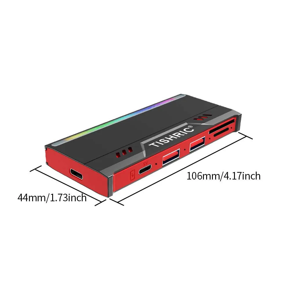 TISHRIC M.2 NVME/NGFF 듀얼 프로토콜 SSD 인클로저 – 다중 포트 확장 기능이 있는 알루미늄 합금 및 ABS 플라스틱 하드 드라이브 케이스