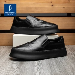 Casual leather shoes for men, lazy shoes, winter black thick soled trendy shoes, versatile and trendy 230996