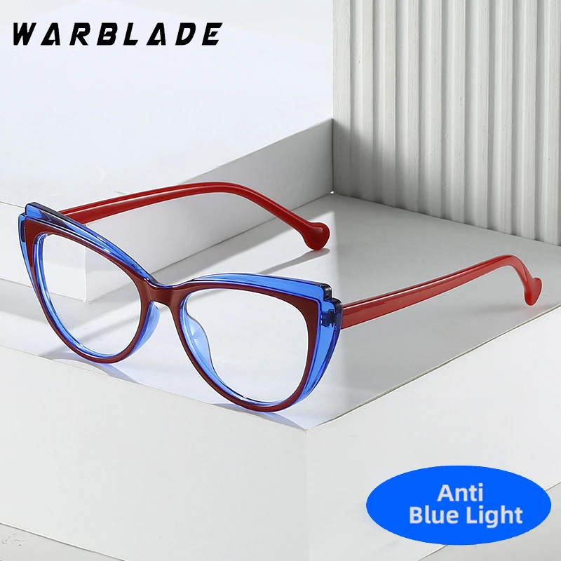 

2024 TR Cat Eye Anti-blue Light Blocking Glasses Women Colorful Printed Eyeglasses Men Computer Optical Eyewear Female Unisex