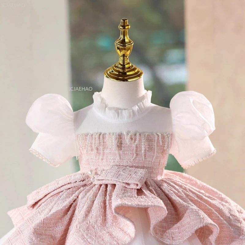 Girls Puffy Tulle Dress Kids Birthday Party Princess Gown Children Piano Performance Celebration Evening Costume Gown Formal
