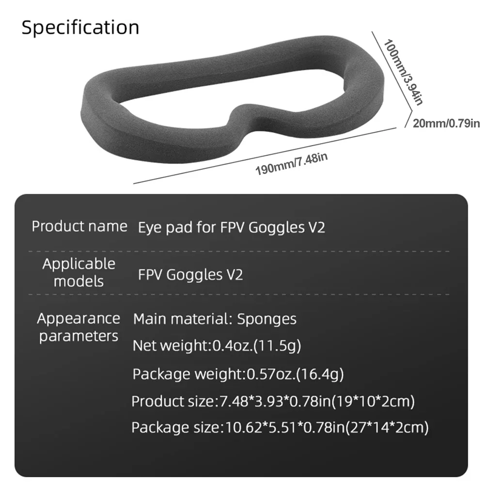 Do gogli DJI FPV V2 Podkładka piankowa z gąbki do okularów DJI FPV V2 Zapobiega wyciekom światła Zestaw wymienny do okularów odpornych na alergie