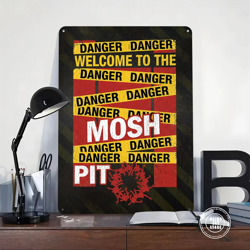 Danger Zone Mosh Pit Headbanger Zone Printing Poster Customized Retro Wall Art Vintage Metal Signs for Room Home and Decoration