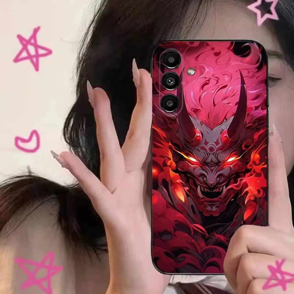 Japanese Samurai Oni Mask Phone Case For Samsung S24,S21,S22,S23,S30,Ultra,S20,Plus,Fe,Lite,Note,10,9,5G Black Soft Cover - Image 3