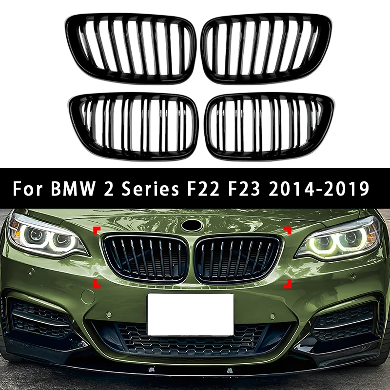 

Car Front Bumper Hood Grilles For BMW 2 Series F22 F23 2014-2019 Single And Double Line Style Upper Racing Grills Accessory