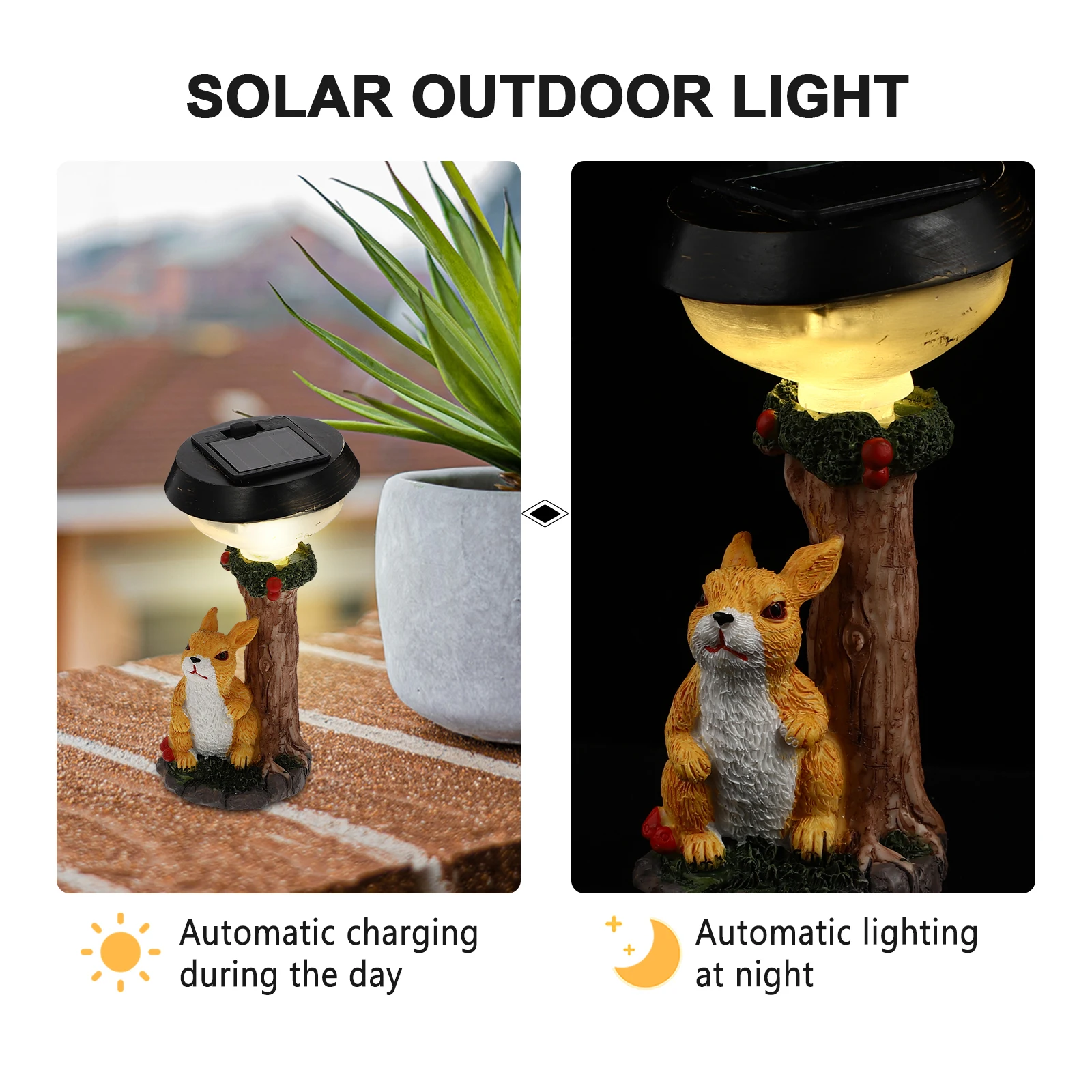 

Solar Powered Statue Yard Scene Decor Lamp Resin Outdoor Light Garden Decor Glowing Ornament For Lawn Yard Decoration
