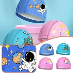 Pu Fabric Kids Swimming Cap Elastic Turban Swimming Cap For Boys Girls Stretchable Comfortable Pool Bathing Hats K3i7