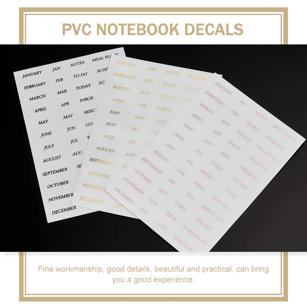 

Gold Foil Stickers Bright Smooth Finish For Diy Scrapbook English Sticker Month Plan Stickers Pvc Notebook Decals