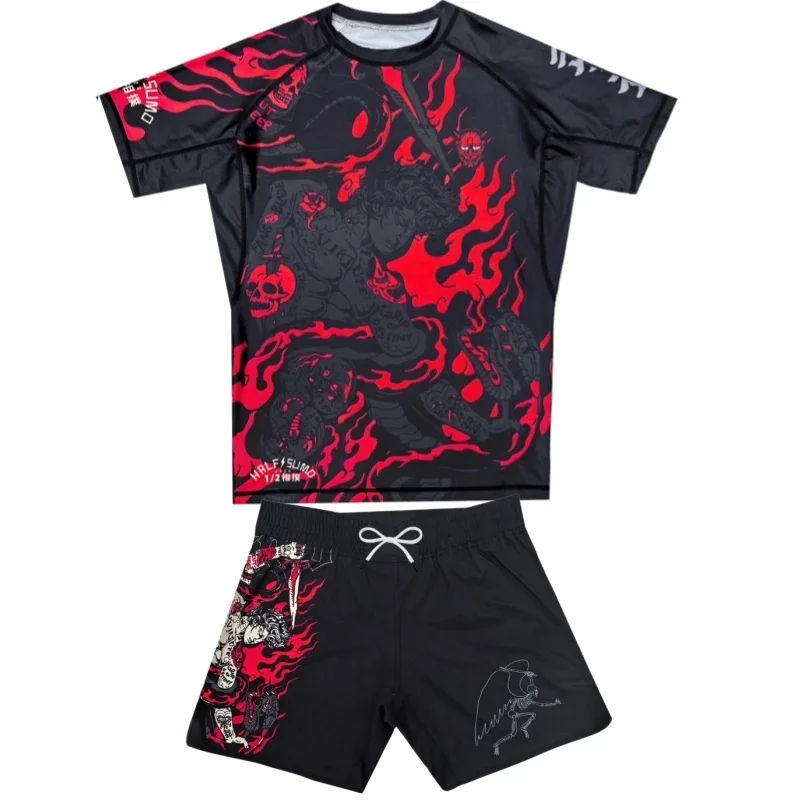 

2026 New Speed Brazilian Jujutsu MMA Fighting Training Set Dark Sports Fitness Men's