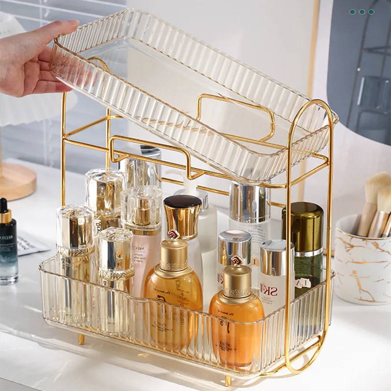 Acrylic Bathroom Storage Holder Metal Skincare Makeup Organizer Rack Cosmetic Shampoo Cabinet Shelf New Arrival Free Shipping