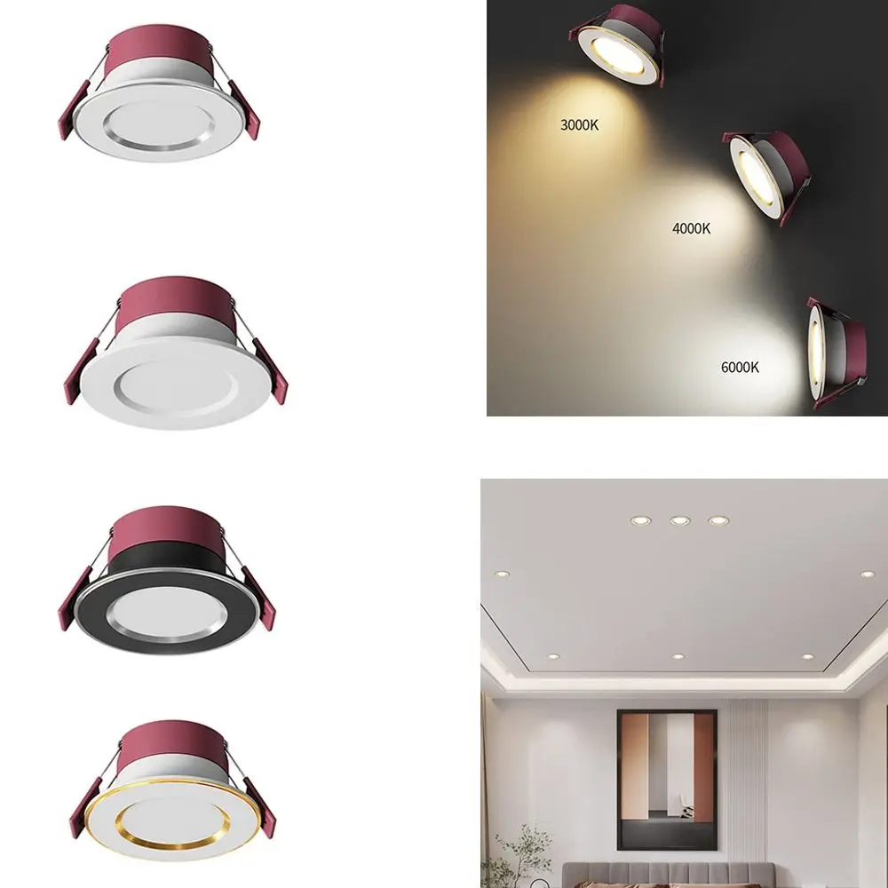 Durable Recessed LED Downlight Spot Light Tricolor Dimmable Down Lights 5W 3W Anti Glare Ceiling Spot Lights Bedroom