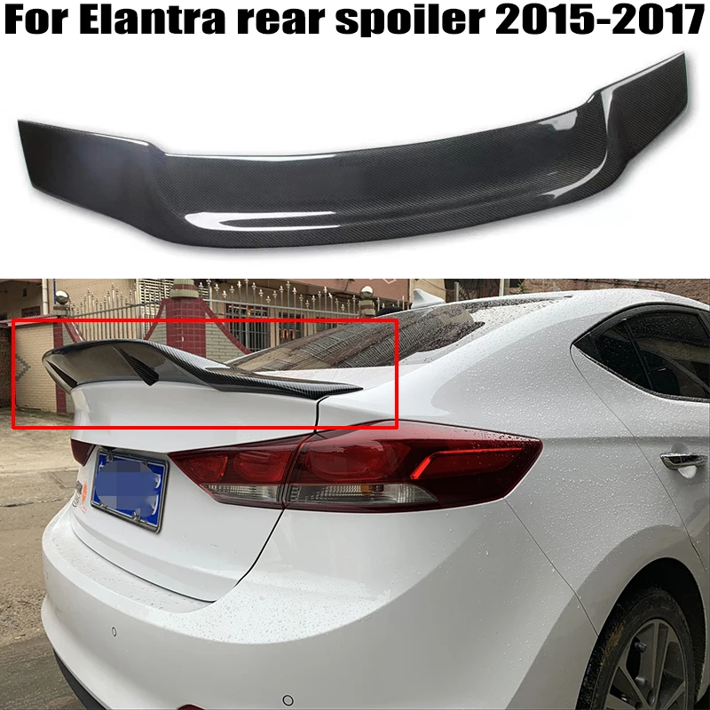 

For Hyundai Elantra 2015 2016 2017 Spoiler High Quality ABS Plastics/Carbon fibre R Style Rear Trunk Spoiler Wings Airfoil