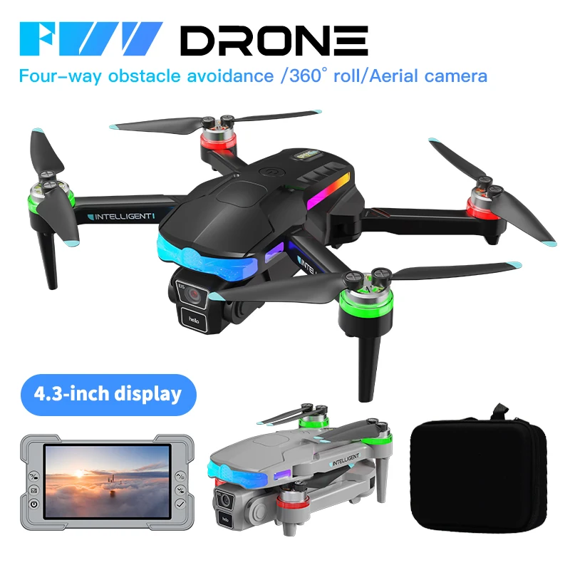 

F177 drone, HD dual cameras, brushless motor, quadcopter drone, remote control with a built-in 4.3-inch display, intelligent obs