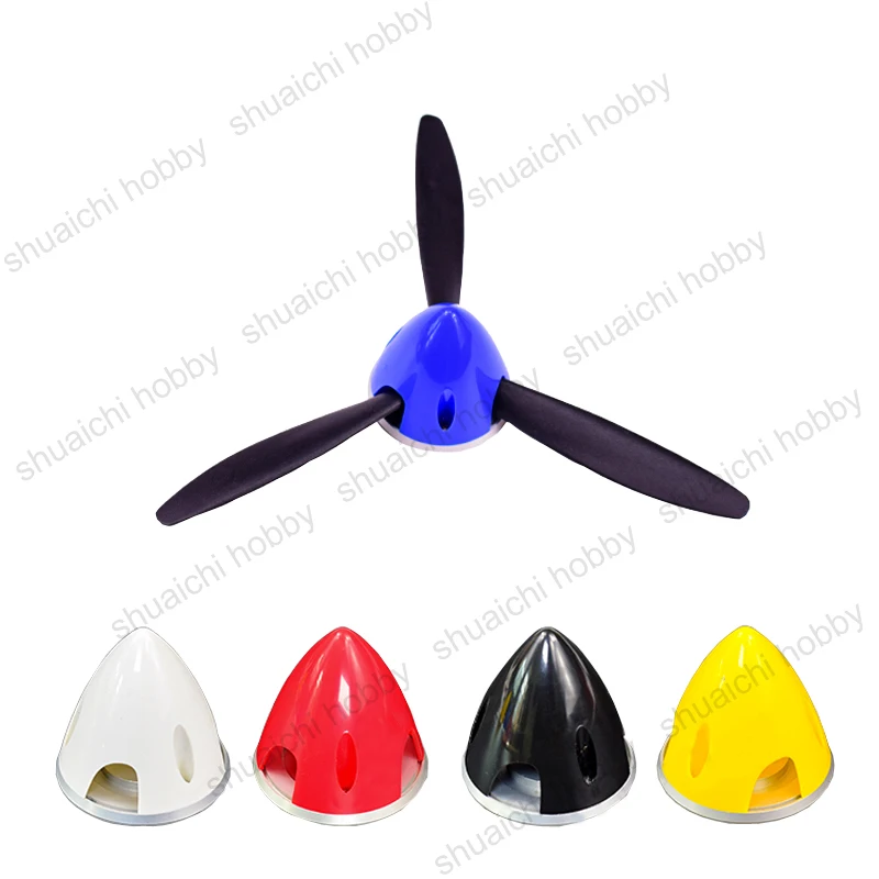 1PCS 2inch Plane Blade Spinner 50mm Height 3 Blades Propeller Fairing 5mm/6mm Mounting Hole Aluminum Base for RC Aircraft Paddle