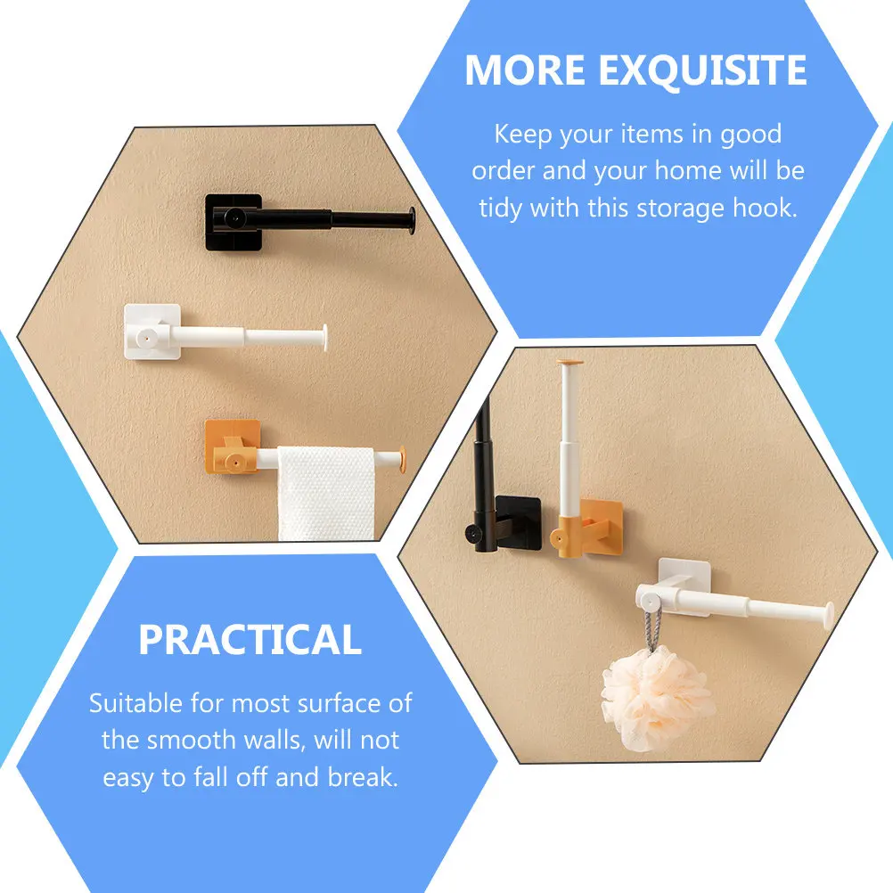 Adhesive Telescopic Wall Hook Waterproof Retractable Hanging Rack Heavy Duty L-Shaped Storage Holder for Keys Coat Hat Clothes view 2
