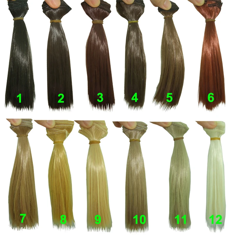 Factory Offer 15cm Straight Brown Falxen Black Khaki Natural Color BJD Straight Doll Wigs Hair for 1/3 1/4 BJD Diy