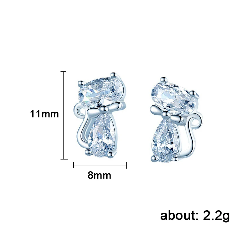 Huitan Cute Cat Animal Stud Earrings for Women Crystal CZ Exquisite Teens Ear Piercing Earrings Fancy Gift New Statement Jewelry