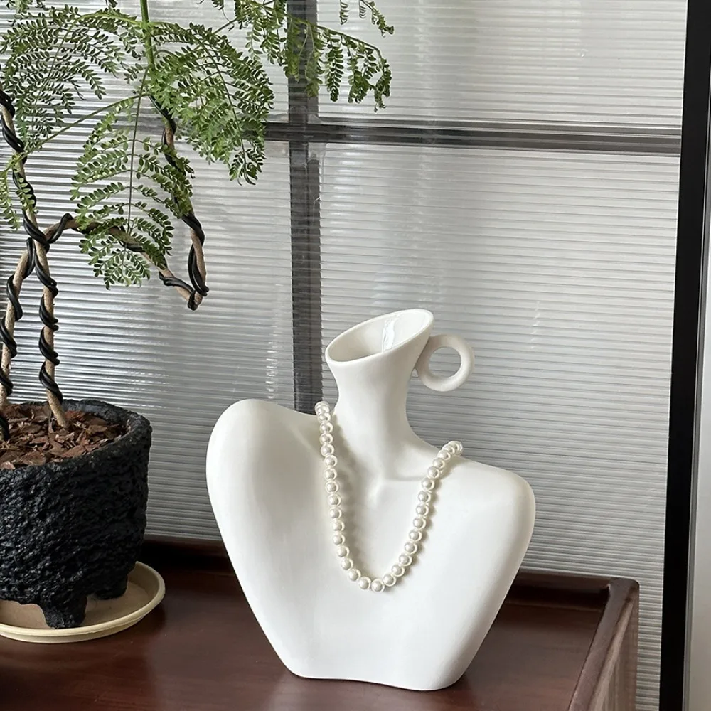 Creative Ceramic Human Body Ceramic Vase Ornaments Living Room Entrance Bedroom Desktop Necklace Storage Flower Arrangement Vase