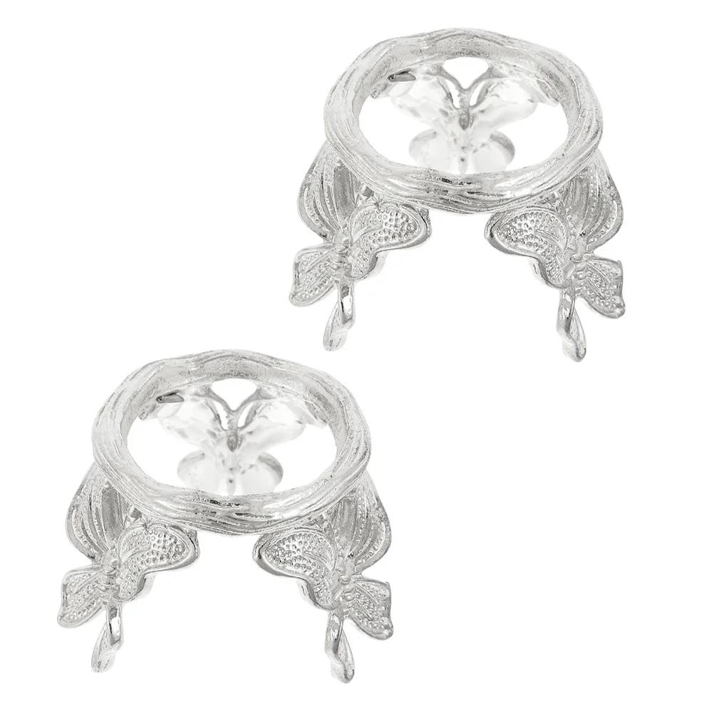

2 Pcs Light Crystal Display Stand Sphere Holder Single Crystals Glass Metal Base Spherical