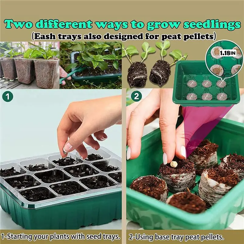 HLZS-Seed Starter Tray With Grow Light,5 Pack Seed Starter Kit,Increase Germination Rate&Adjustable Humidity Seed Starter