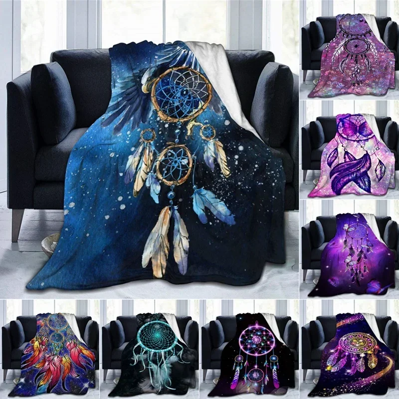 Color Dream Catcher Blanket 3D Printed Travel Portable Flannel Sofa Bed Throw Blanket Kid Adult Nap Blanket