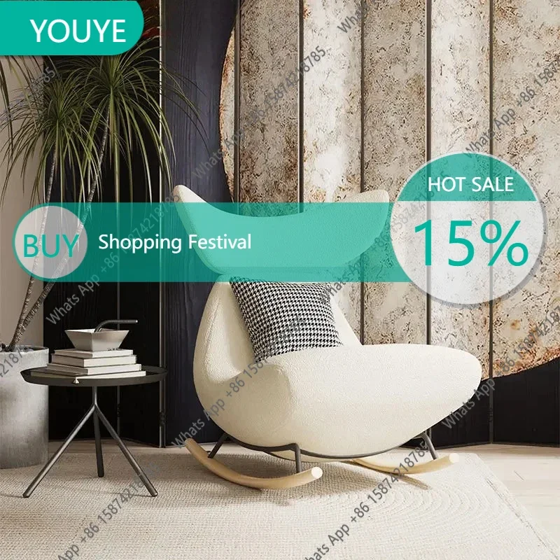 BJ X Chaise Lounge Adult Light Luxury Single Sofa Living Room Balcony Home Leisure Lamb Fleece Lazy Rocking Chair