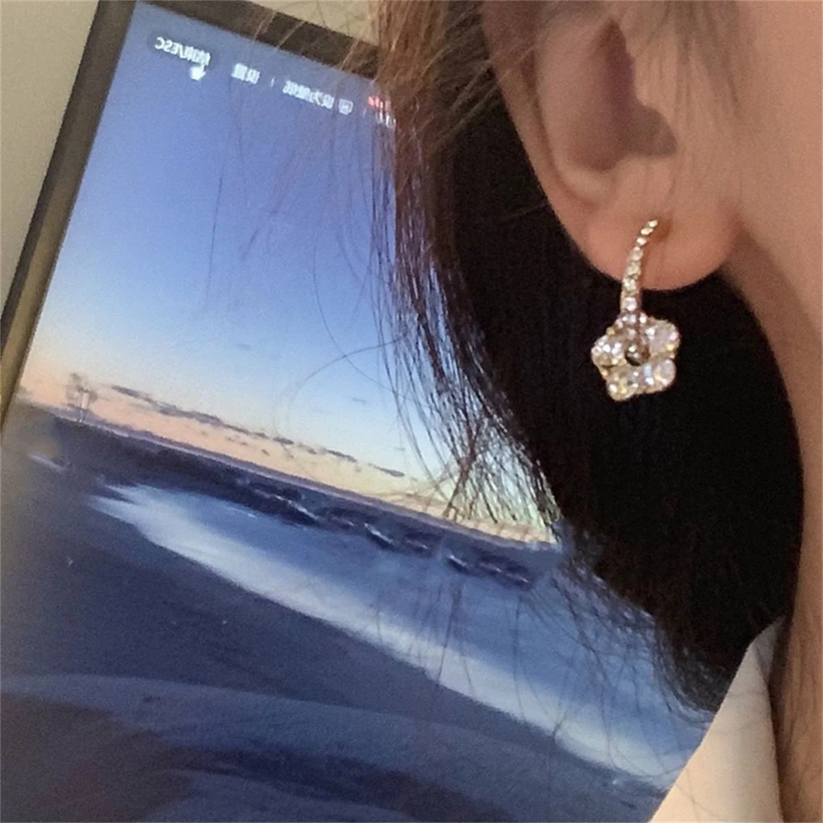 Koreanische Exquisite Planet Mond Schmetterling Quaste Ohrringe für Frauen Funkelnden Kristall Asymmetrische Tropfen Ohrringe Mädchen Partei Schmuck – Detail 14